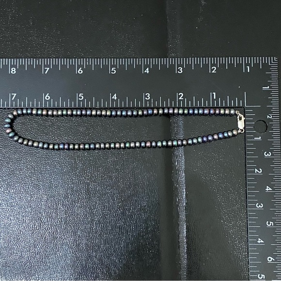 Vintage Peacock Freshwater 4mm Seed Pearl Sterling Silver Clasp Choker Necklace - Picture 11 of 13